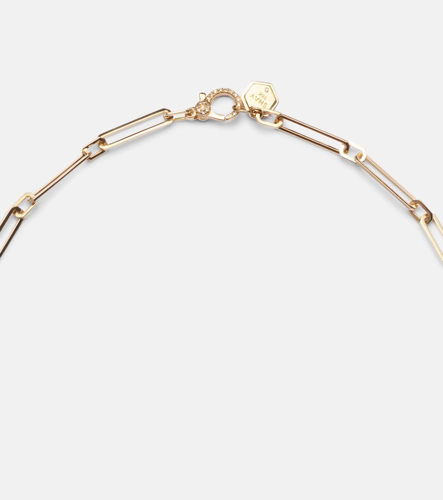 18kt gold Radiant Deco pendant necklace with emerald and diamonds