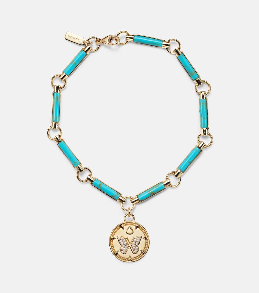Reverie Element 18kt gold chain bracelet with turquoise and diamonds