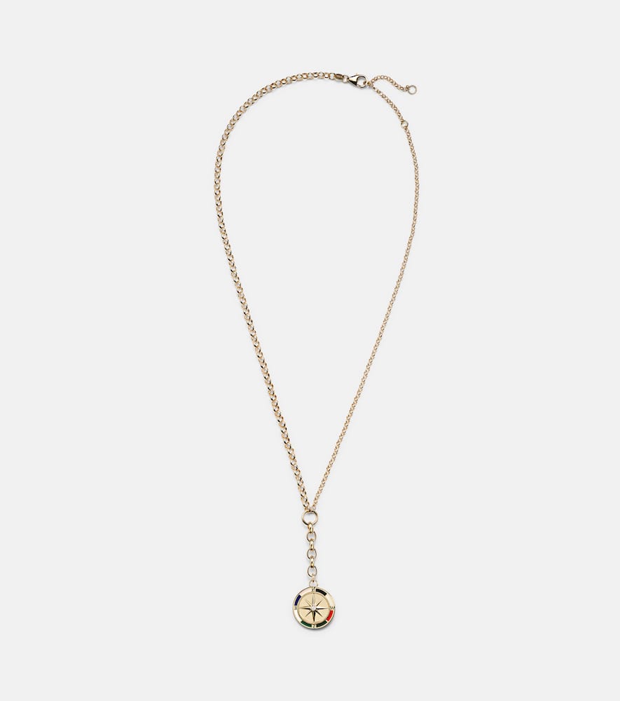 Internal Compass 18kt gold necklace with diamond and enamel