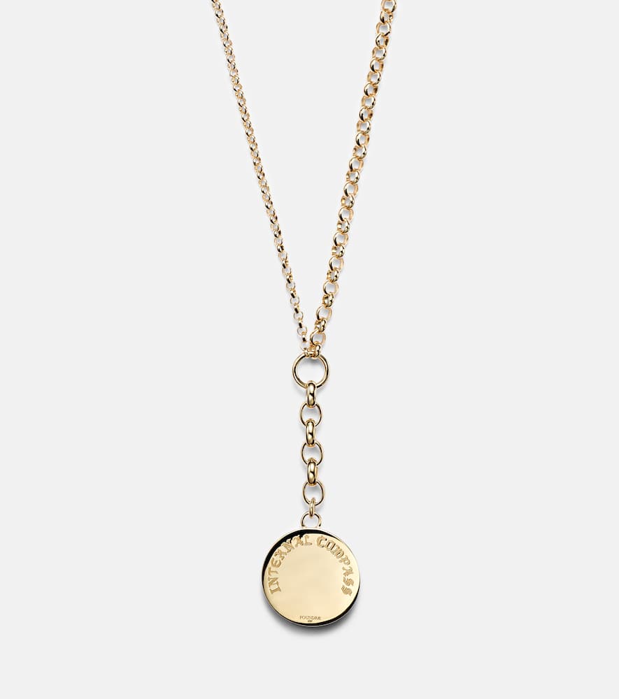 Internal Compass 18kt gold necklace with diamond and enamel