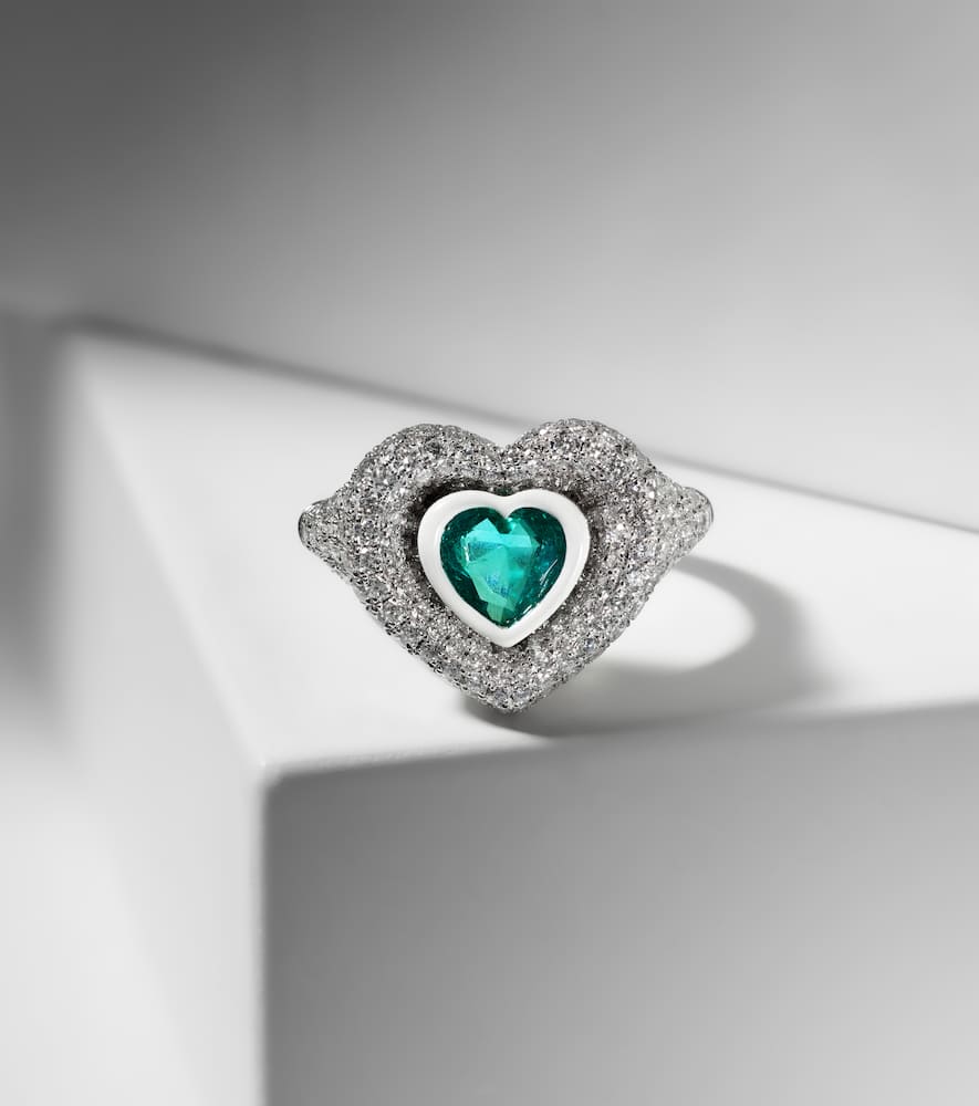 Manaal 2.0 Heart Pinky 18kt white gold ring with tanzanite and diamonds