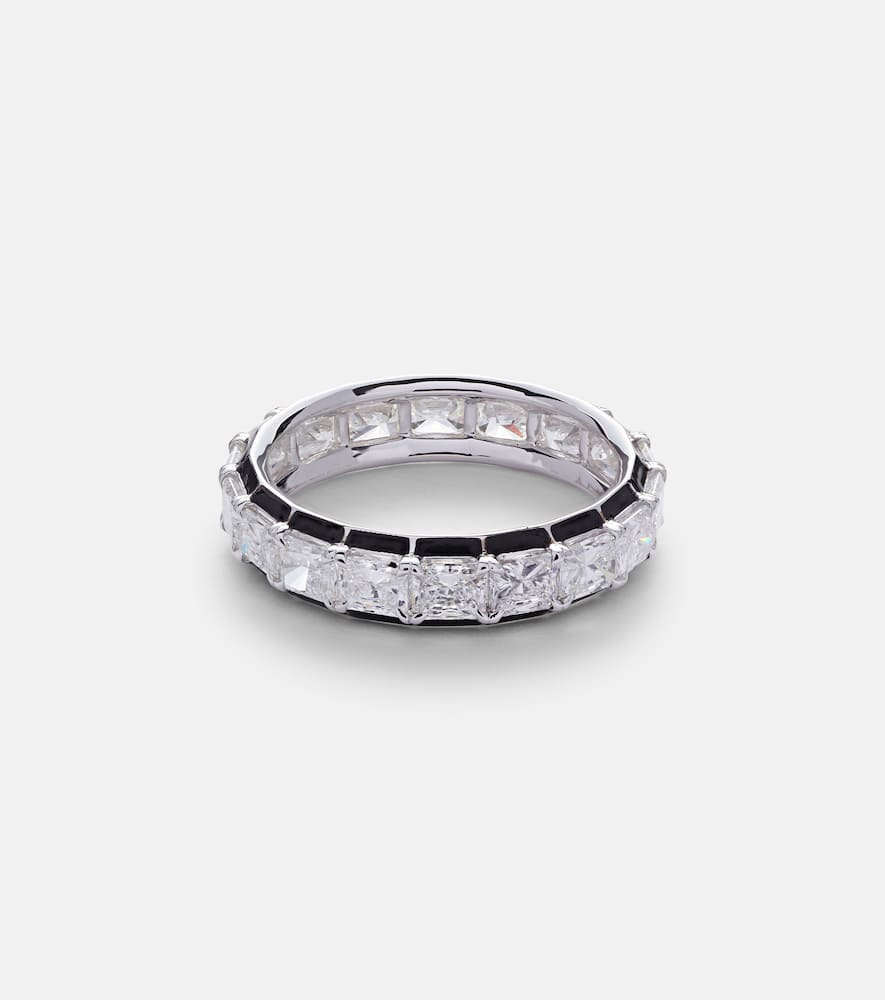 Radiant Eternity 18kt white gold pinky ring with diamonds