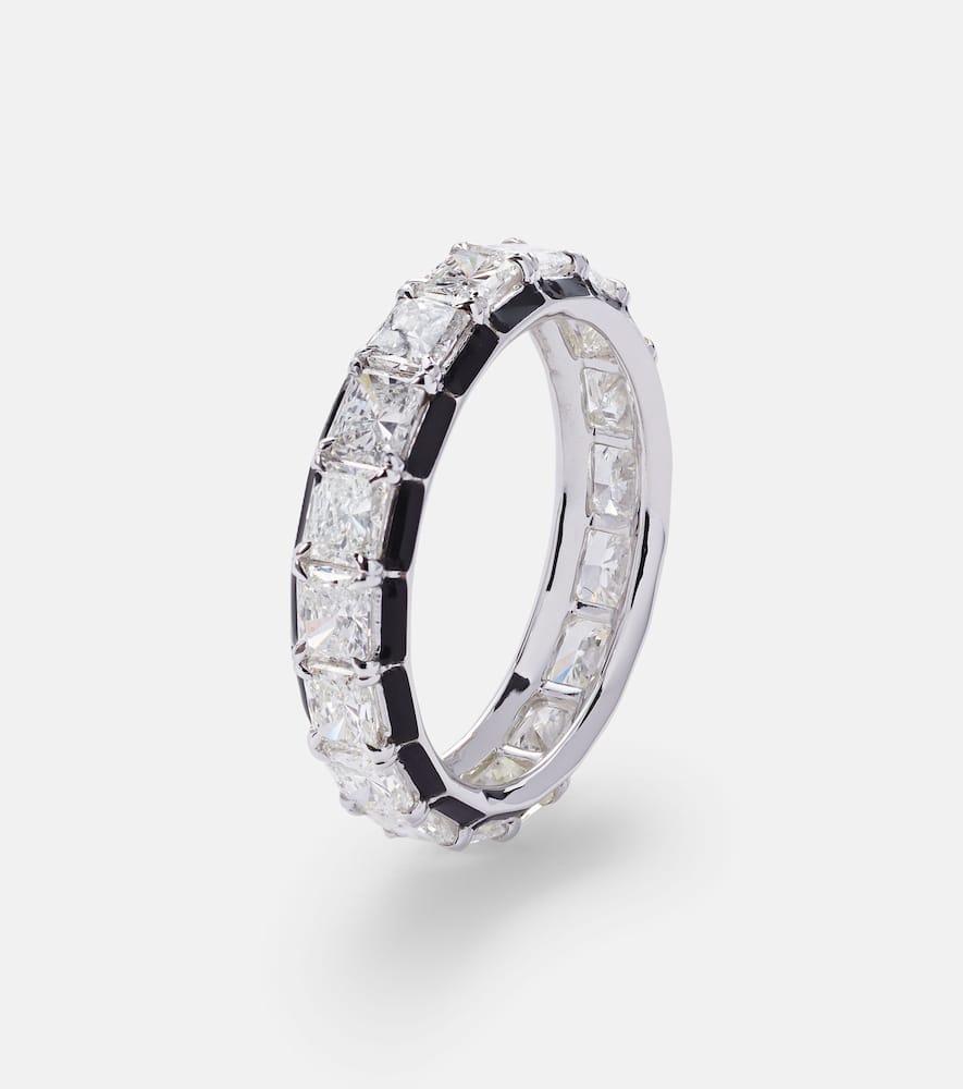 Radiant Eternity 18kt white gold pinky ring with diamonds