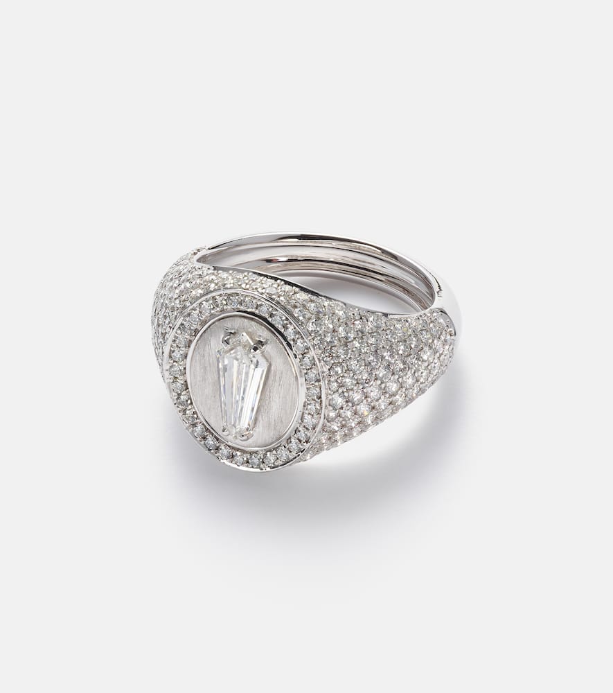 Kite 18kt white gold ring with diamonds