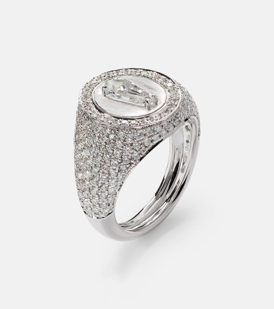 Kite 18kt white gold ring with diamonds