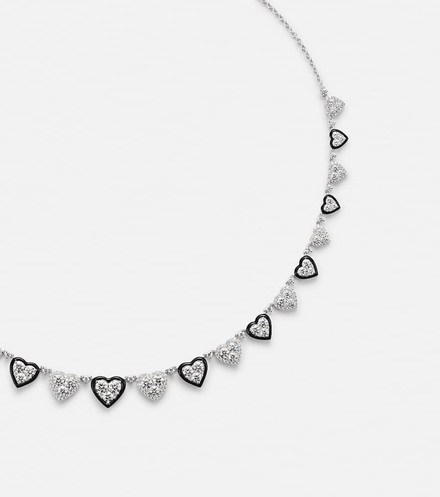 18kt white gold and enamel choker with diamonds