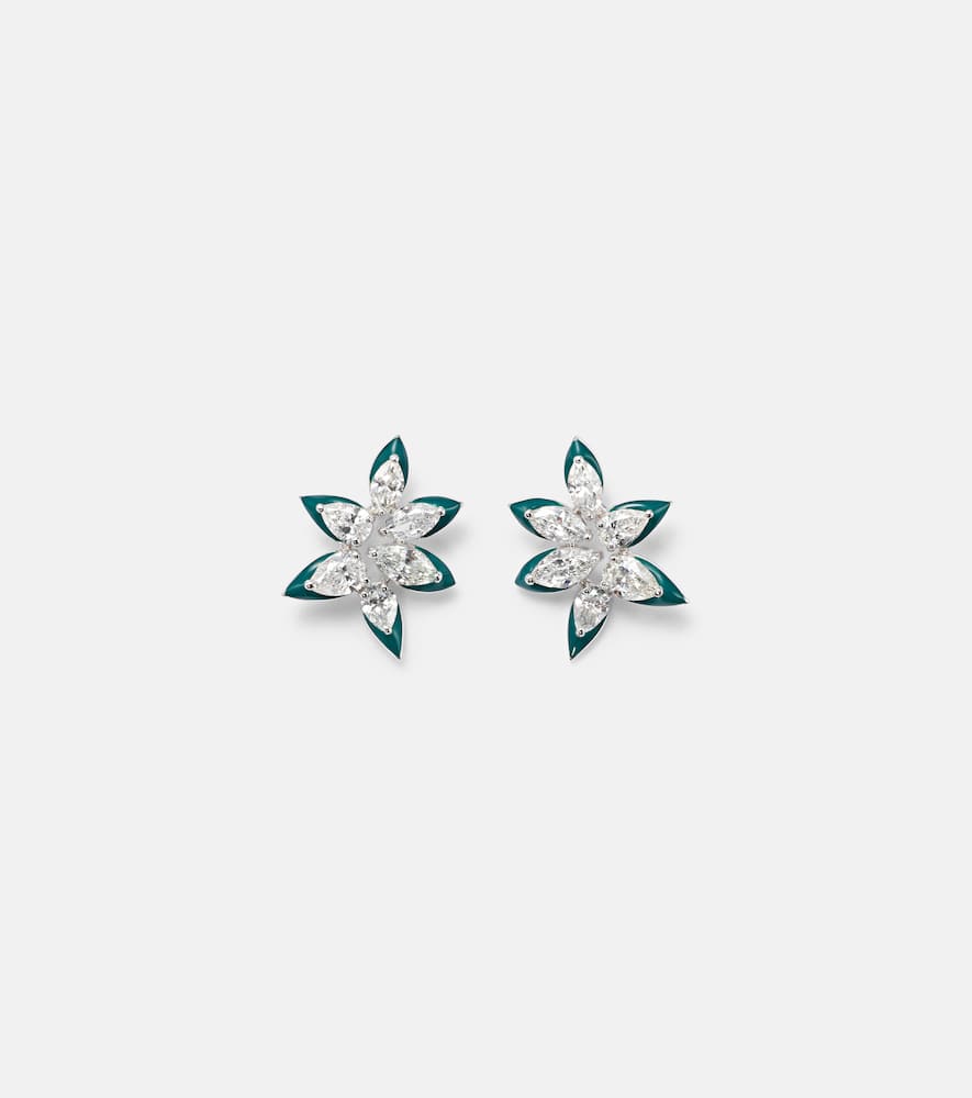18kt white gold and enamel earrings with diamonds