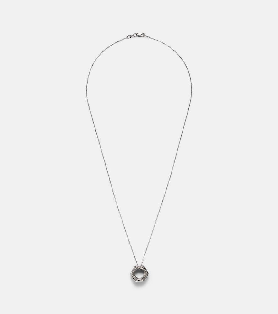Nut Pendant sterling silver and white gold necklace with black diamonds