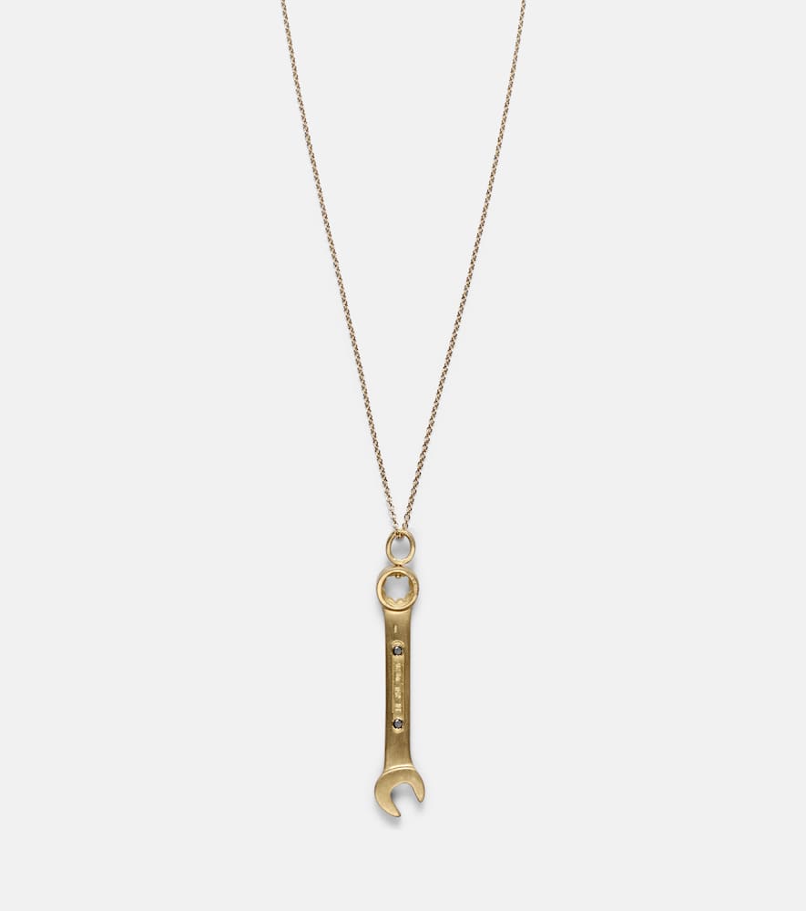 Wrench Pendant Y 18kt gold necklace with diamonds
