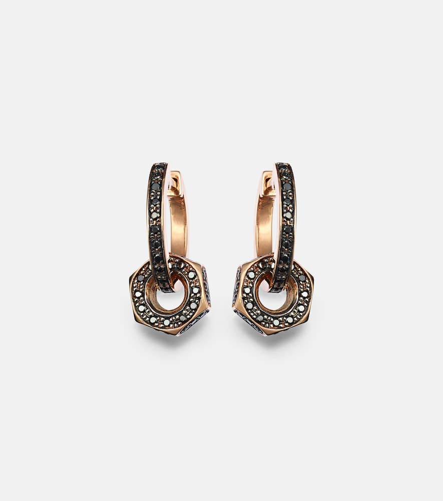Nut 18kt rose gold hoop earrings with diamonds