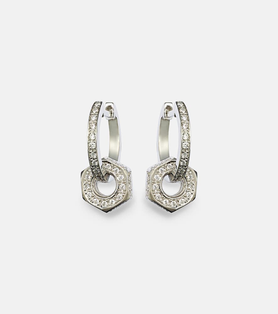 Nut 18kt white gold hoop earrings with diamonds