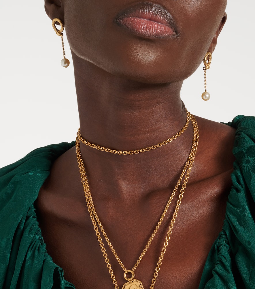 Chloé Chloé Snake faux pearls drop earrings