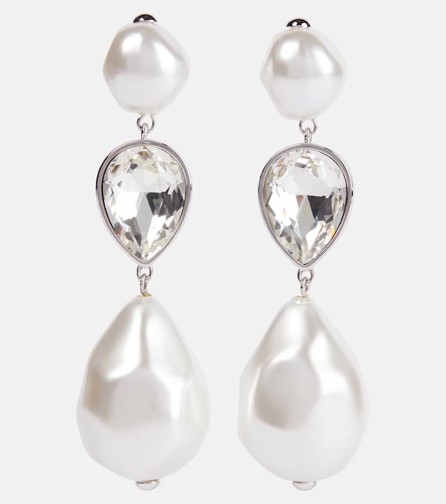 Crystal-embellished faux pearl drop earrings