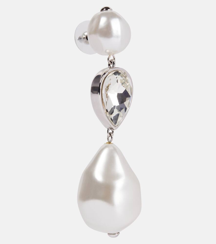 Crystal-embellished faux pearl drop earrings