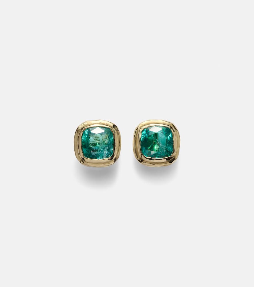 18kt gold stud earrings with emerald