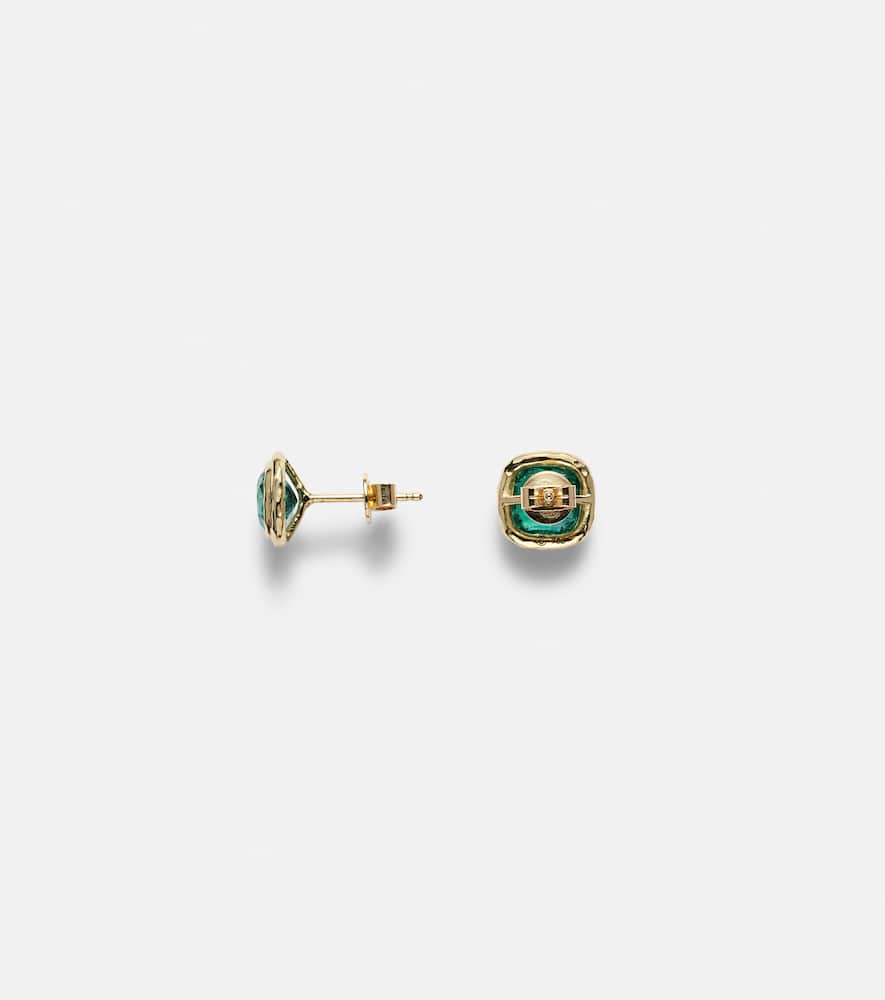 18kt gold stud earrings with emerald