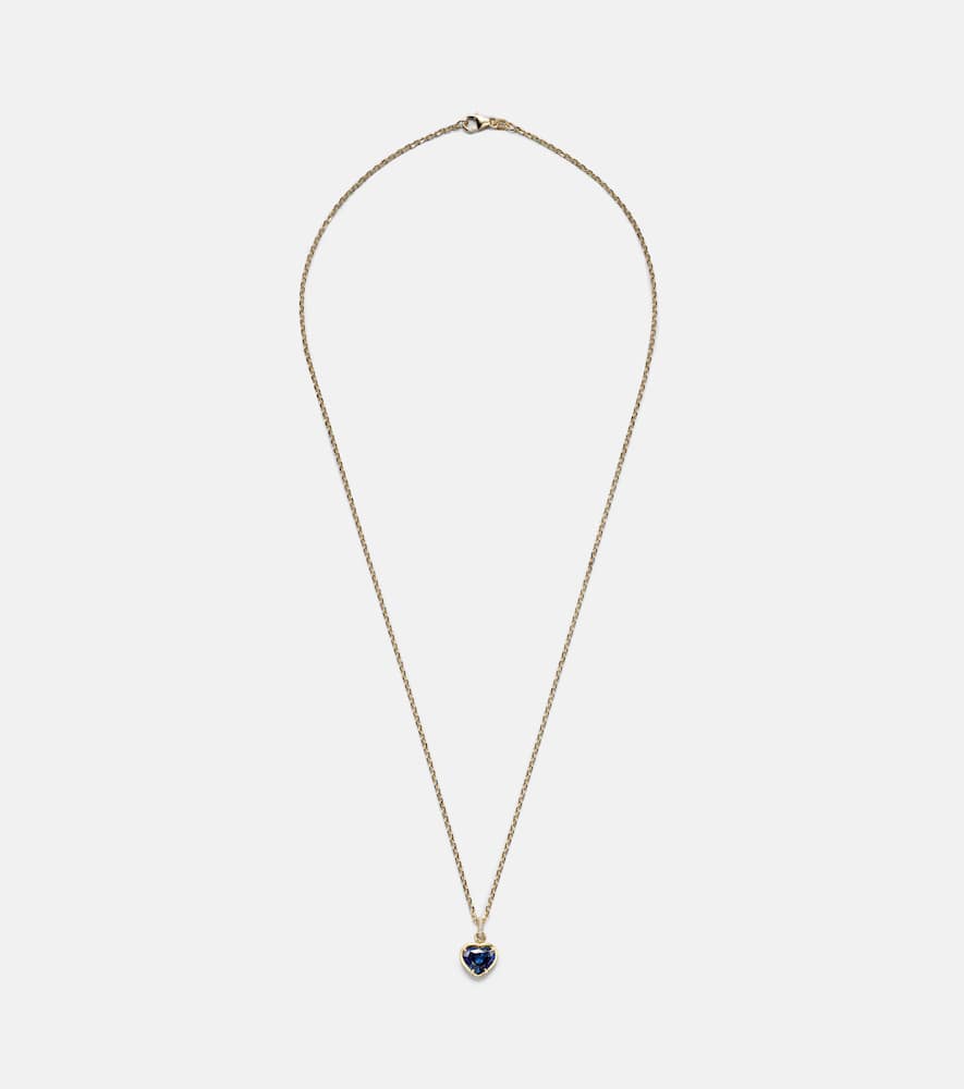 18kt gold pendant necklace with sapphire and diamonds