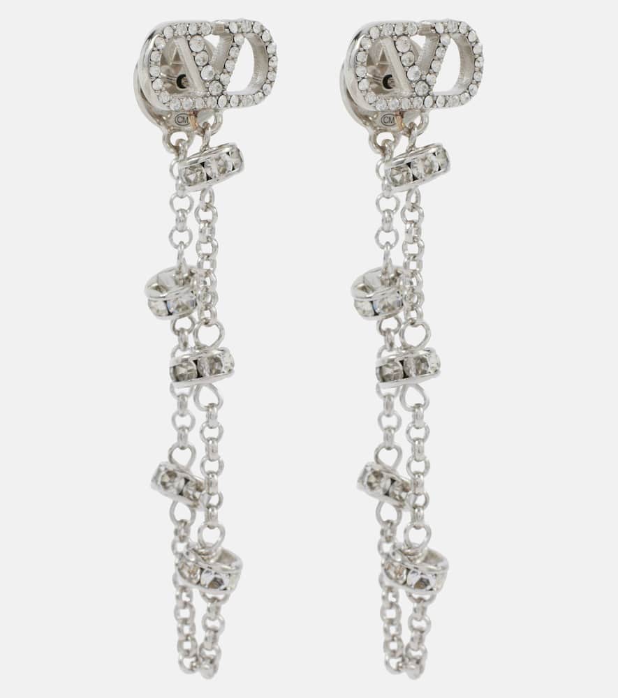 VLogo Signature embellished drop earrings