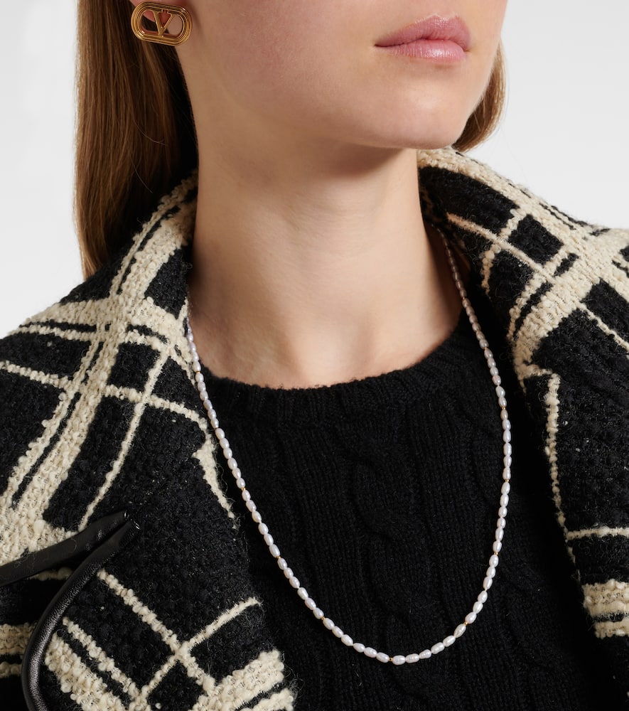 Faux pearl and enamel necklace