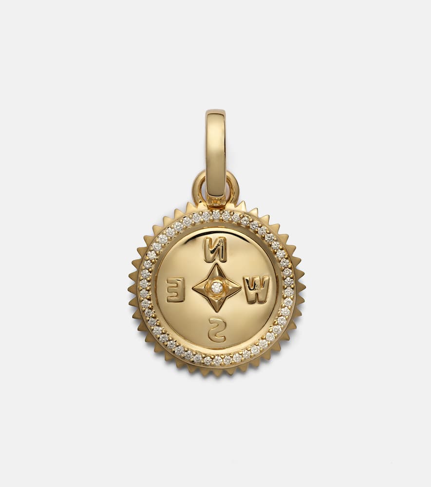 Internal Compass 18kt gold pendant with diamonds
