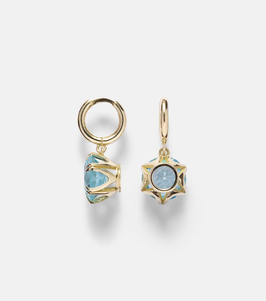 18kt gold hoop earrings with topaz