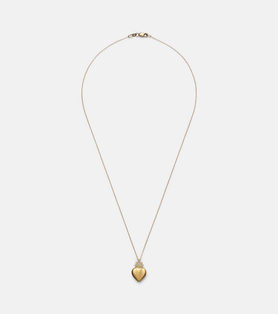 Flame Heart 18kt gold pendant necklace with diamonds