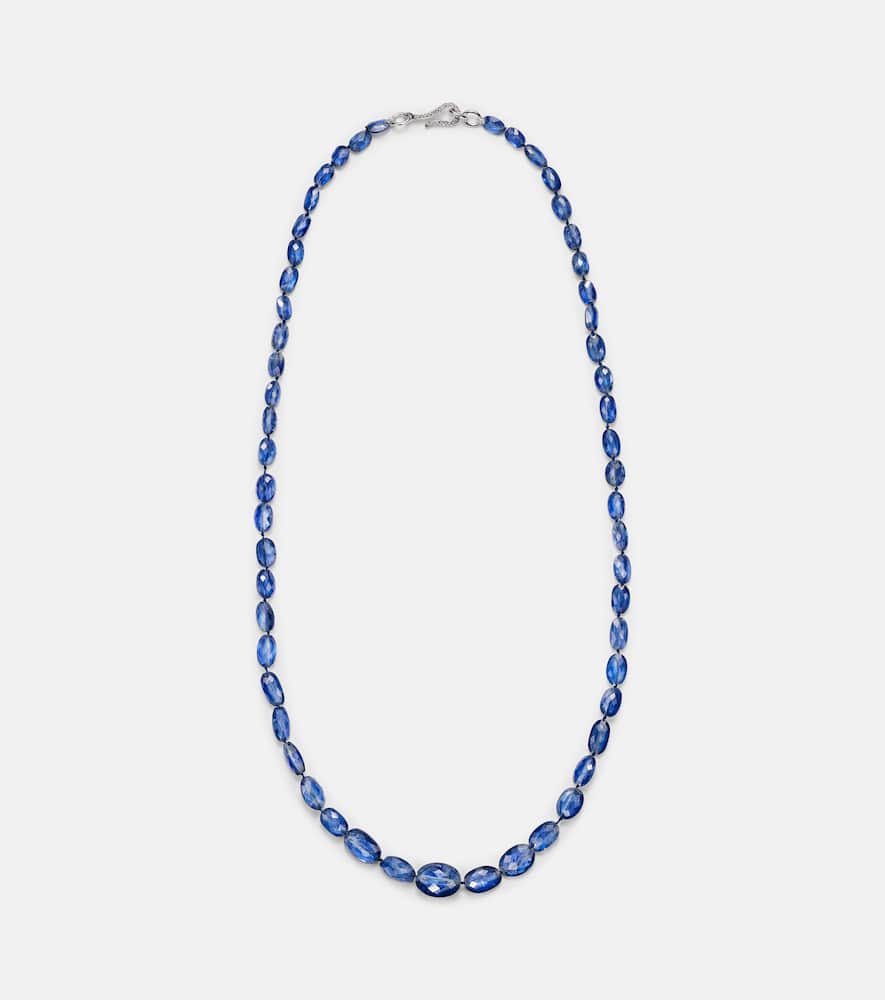18kt white gold beaded necklace with kyanite and diamonds