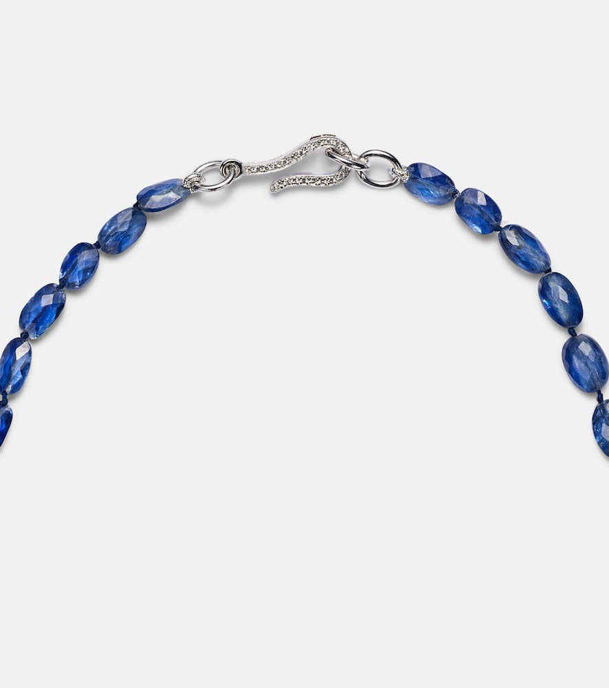 18kt white gold beaded necklace with kyanite and diamonds
