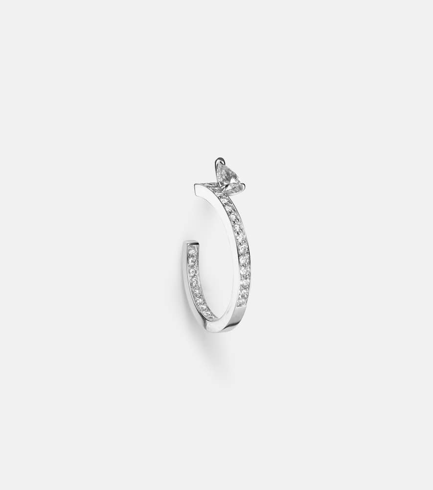 Serti Sur Vide 18kt white gold single hoop earring with diamonds
