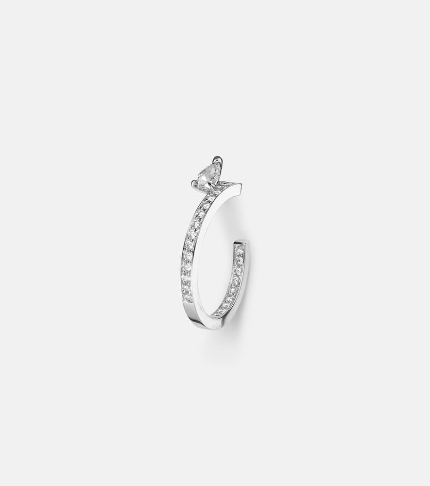 Serti Sur Vide 18kt white gold single hoop earring with diamonds