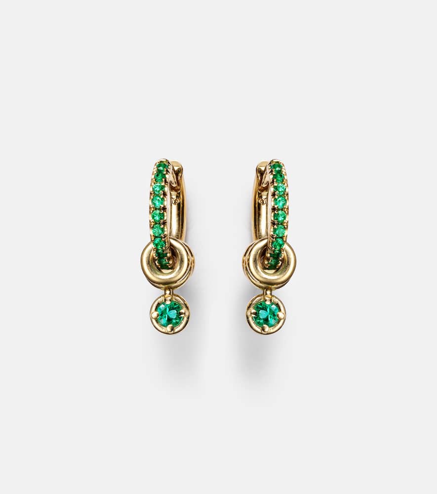 Zahra 18kt gold hoop earrings with emeralds