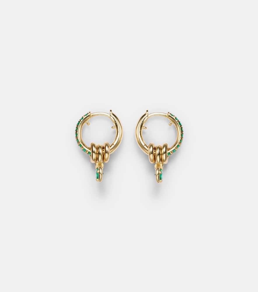 Zahra 18kt gold hoop earrings with emeralds