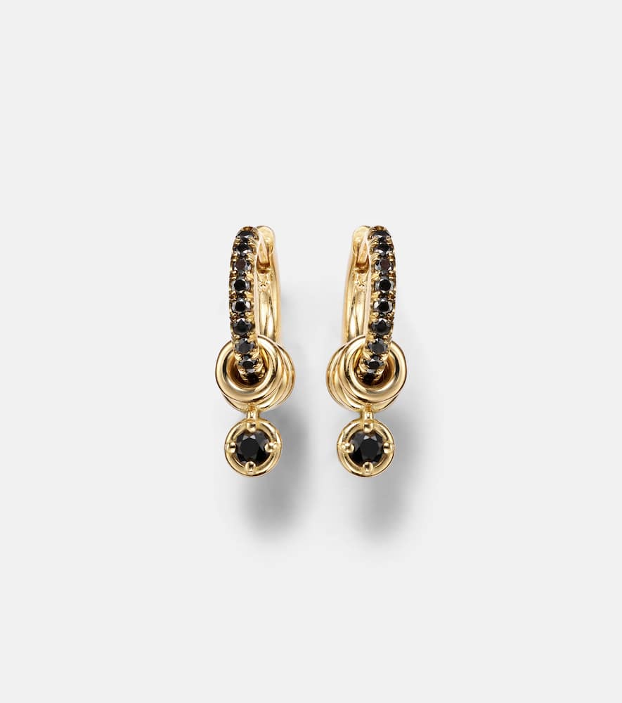 Zahra 18kt gold hoop earrings with black diamonds