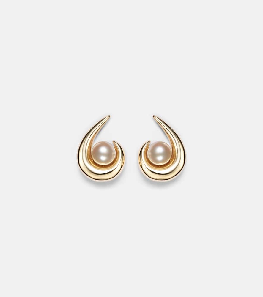 Pearl Curl 14kt gold earrings with freshwater pearls