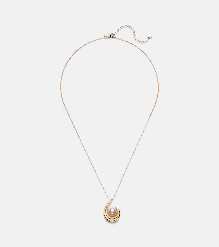 Pearl Curl 14kt gold pendant necklace with freshwater pearl
