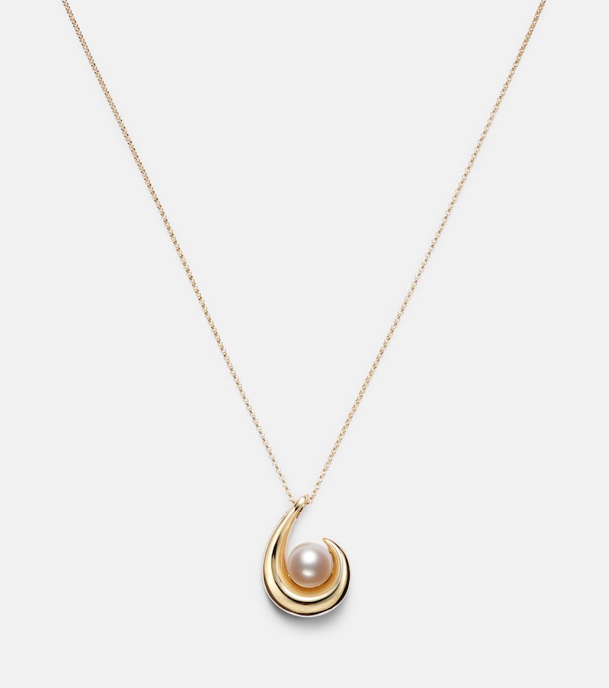 Pearl Curl 14kt gold pendant necklace with freshwater pearl