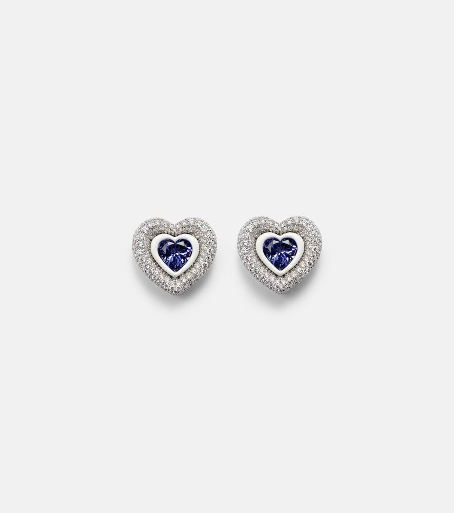 Heart 18kt white gold earrings with tanzanite and diamonds