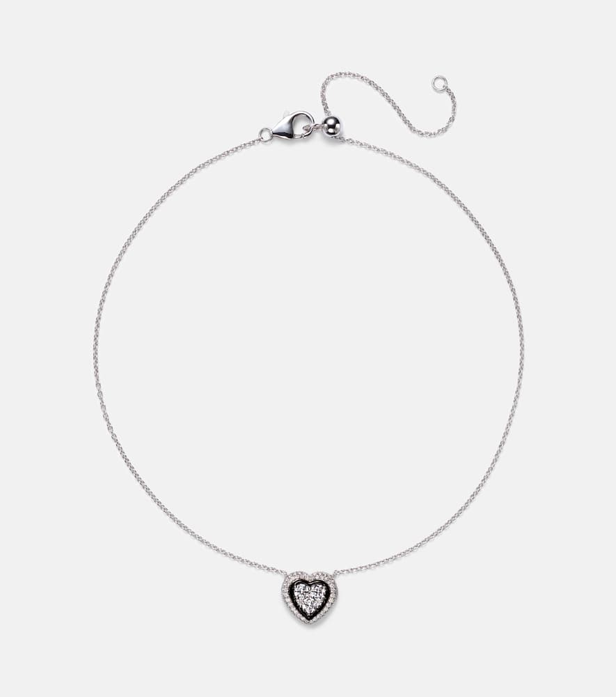 Heart 18kt white gold pendant necklace with diamonds