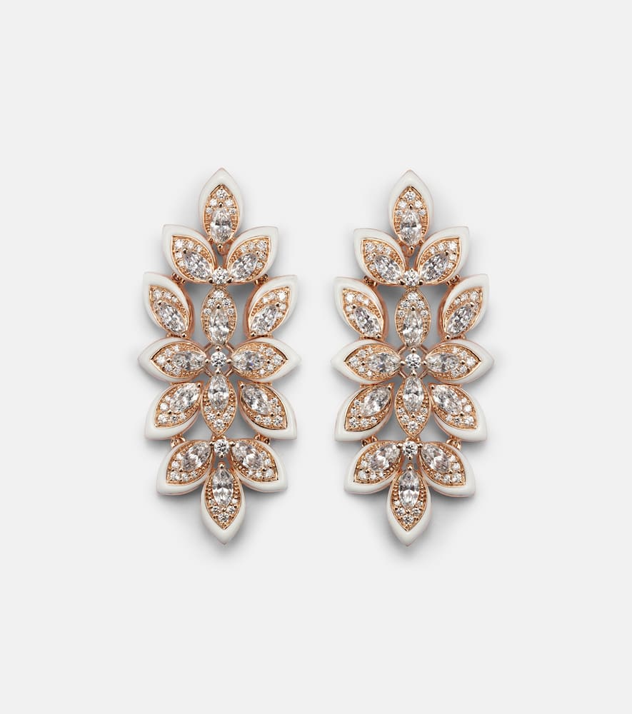 Lotus 18kt rose gold earrings with diamonds