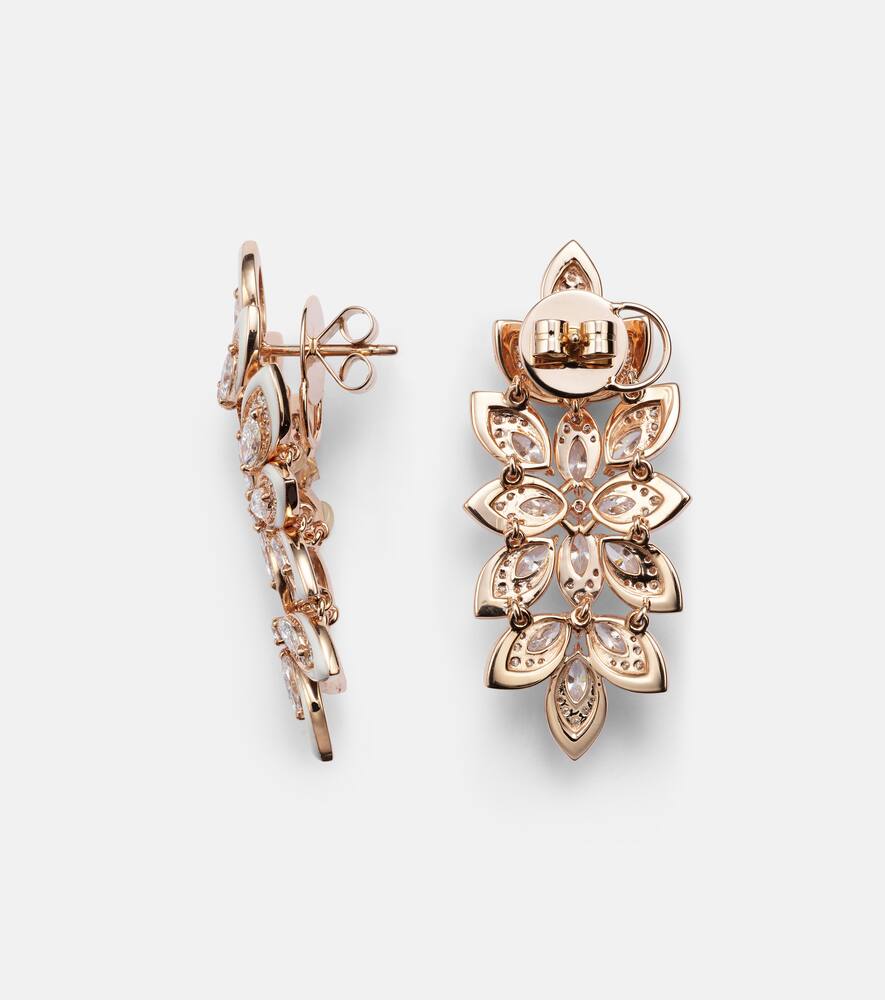 Lotus 18kt rose gold earrings with diamonds
