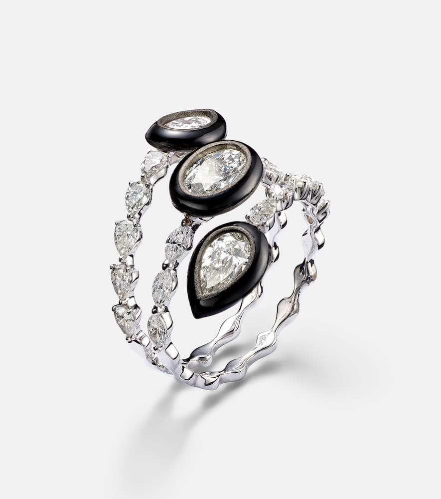 Saturn 18kt white gold ring with diamonds