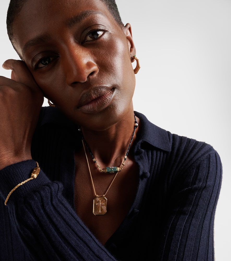 Evil Eye 14kt gold and enamel locket necklace with rubies