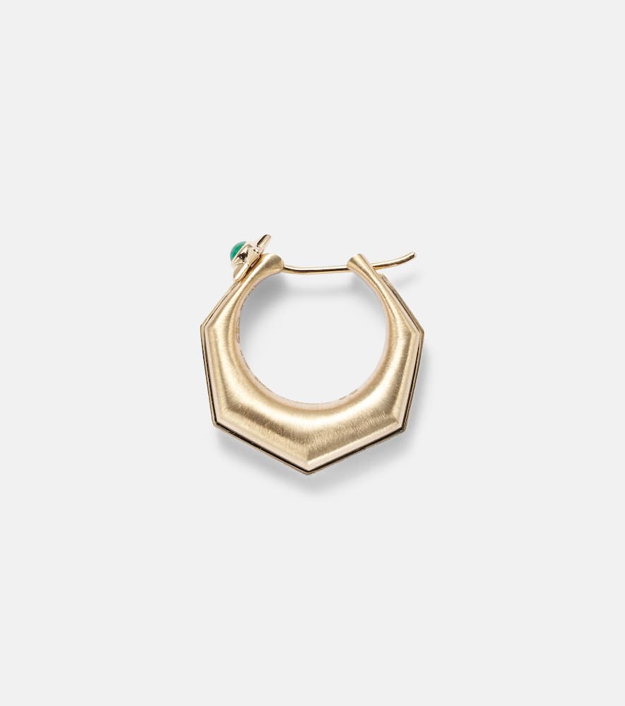 Baba Large 18kt gold single earring with diamonds and emerald