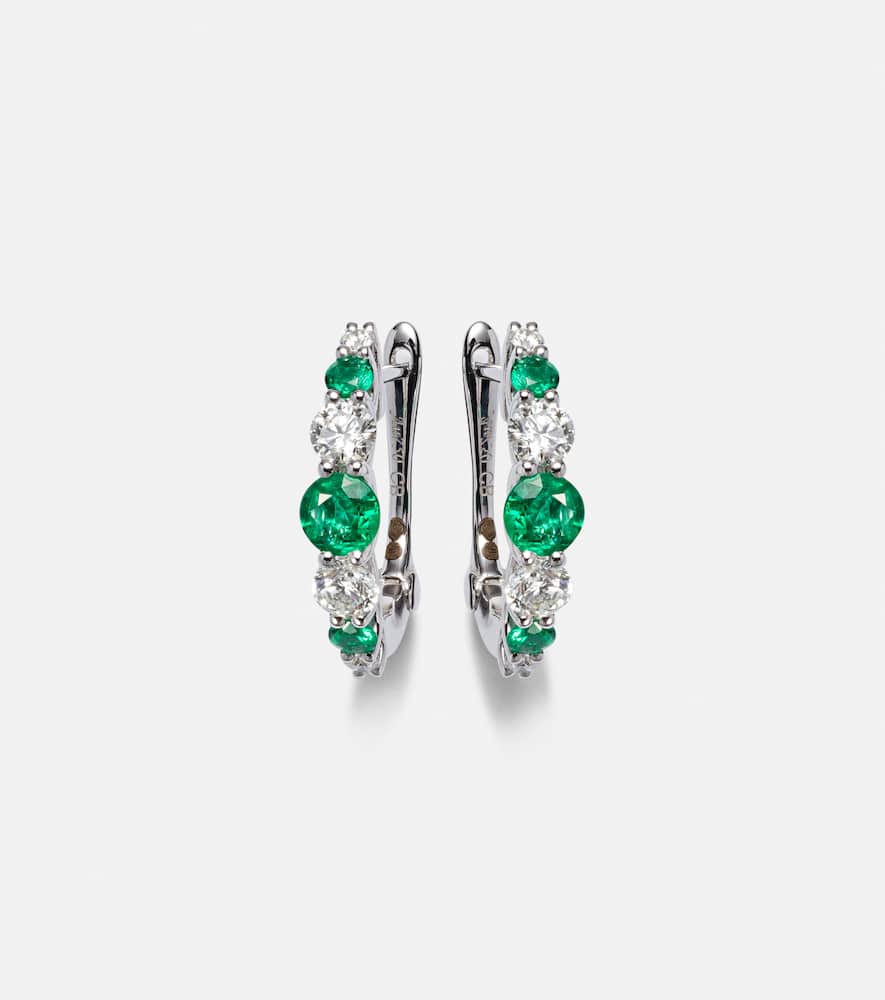 Classics 18kt white gold hoop earrings with emeralds and diamonds