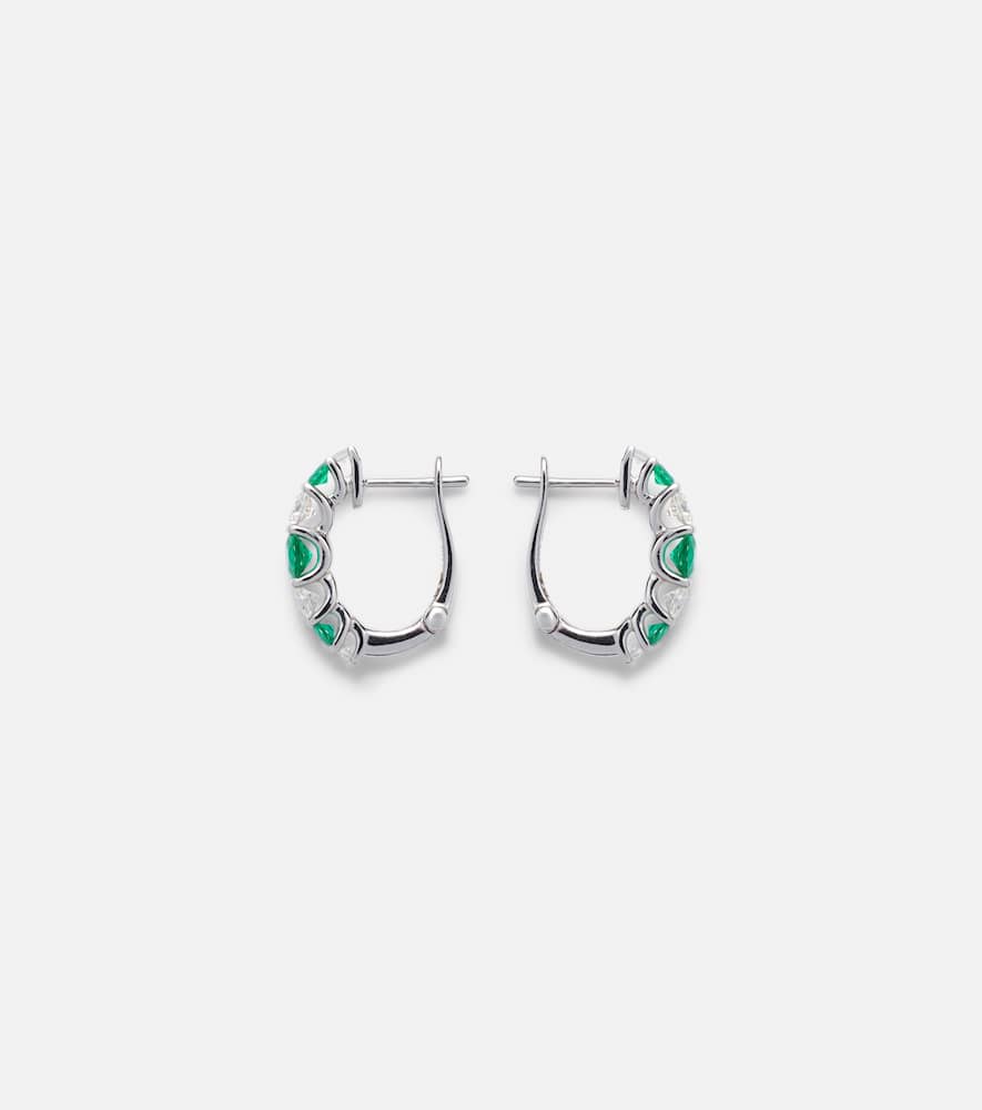 Classics 18kt white gold hoop earrings with emeralds and diamonds