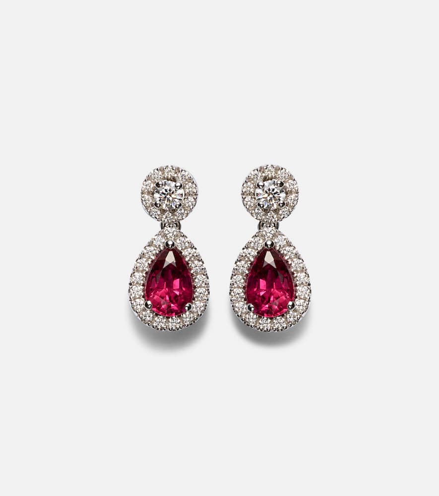 Classics 18kt white gold drop earrings with rubies and diamonds