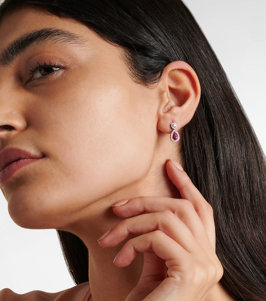 Classics 18kt white gold drop earrings with rubies and diamonds