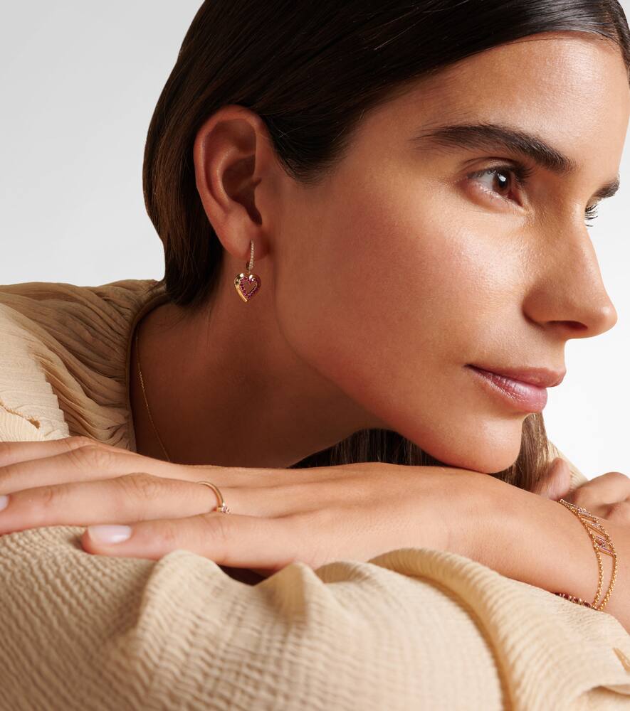 14kt gold hoop earrings with diamonds and sapphires