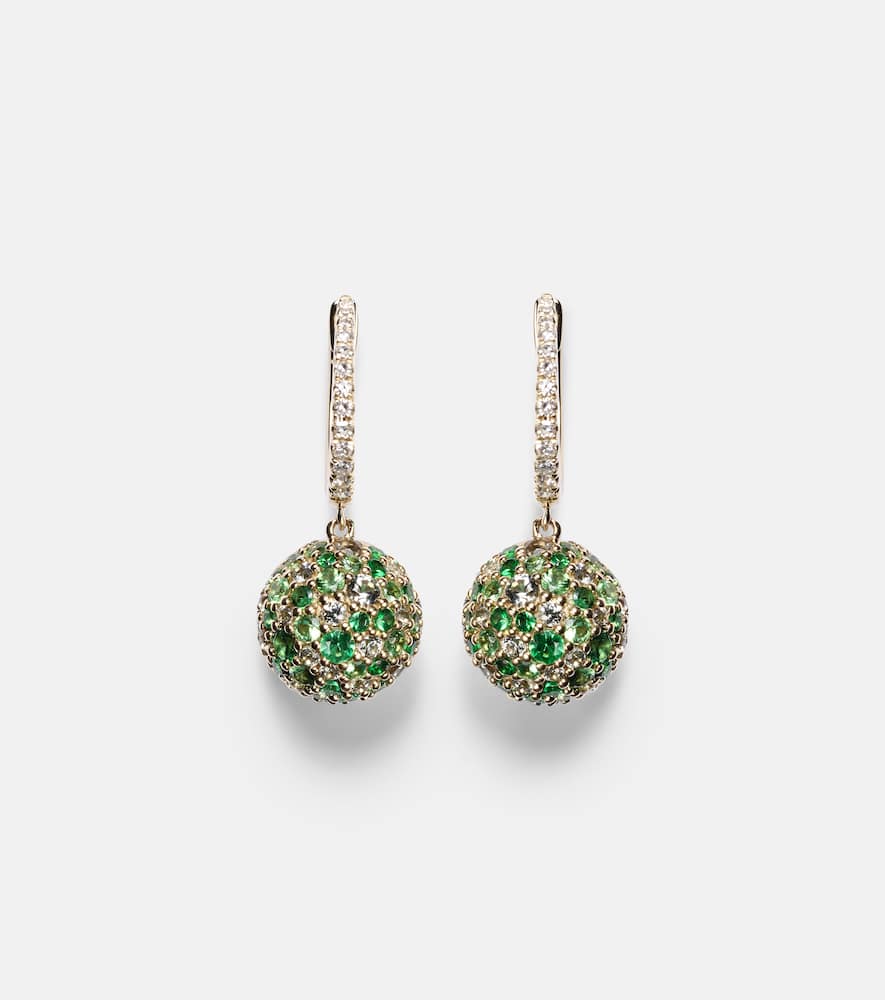 Bauble 18kt gold drop earrings with diamonds and garnets