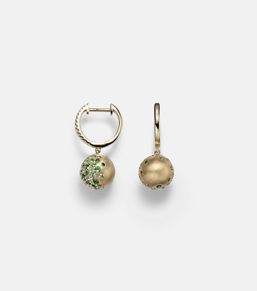 Bauble 18kt gold drop earrings with diamonds and garnets